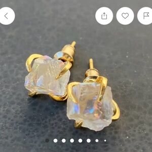 New Heather Kahn Gold Iridescent Earrings angel aura quartz